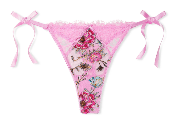 Victoria Secret Panti colaless con bordado floral y lazos laterales