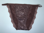 Victoria Secret Panti estilo bikini de tiras con brillo y ribete de encaje