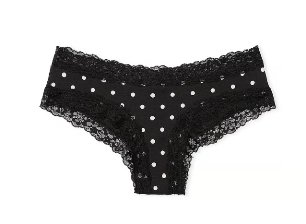 Victoria Secret Panti cheeky de algodón con cintura de encaje