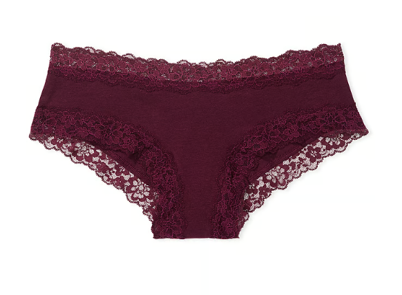 Victoria Secret Panti cheeky de algodón con cintura de encaje