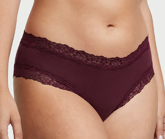 Victoria Secret Panti cheeky de algodón con cintura de encaje