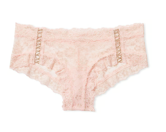 Victoria Secret Panti cheeky de encaje con detalle acordonado y brillo