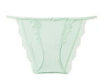 Victoria Secret Panti estilo bikini de tiras con brillo y ribete de encaje