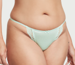 Victoria Secret Panti estilo bikini de tiras con brillo y ribete de encaje