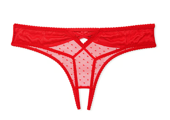 Victoria Secret Panti colaless de encaje sin entrepierna con moño en la parte posterior