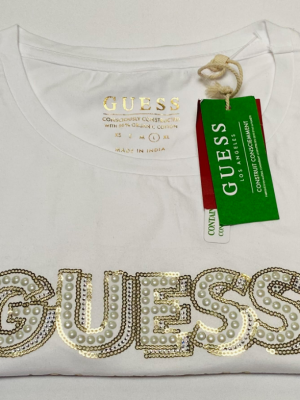Guess, Camiseta de Mujer con logo lentejuelas