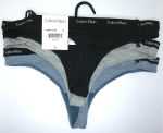 Calvin Klein; Paquete de 3 hilos o tangas algodón acanalado, cintura elástica