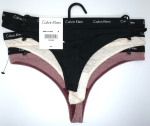 Calvin Klein; Paquete de 3 hilos o tangas algodón acanalado, cintura elástica