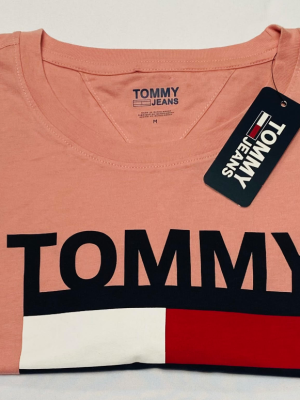 Tommy Jeans, Camiseta de Mujer cuello redondo con logo de corte holgado